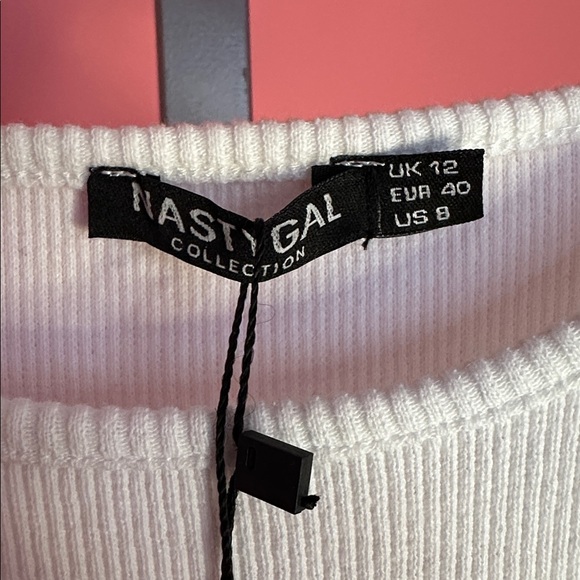 NWT Nasty Gal Standards High Ribbed Midi Dress, White, Size 8 - Picture 11 of 14
